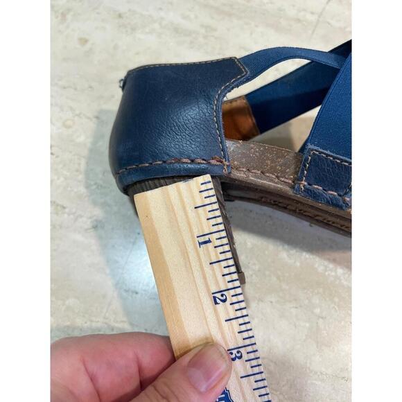 Art Co Blue And White Open Toe Cross Strap Leather Chunky Heel Sandals Size 39 - Picture 8 of 13